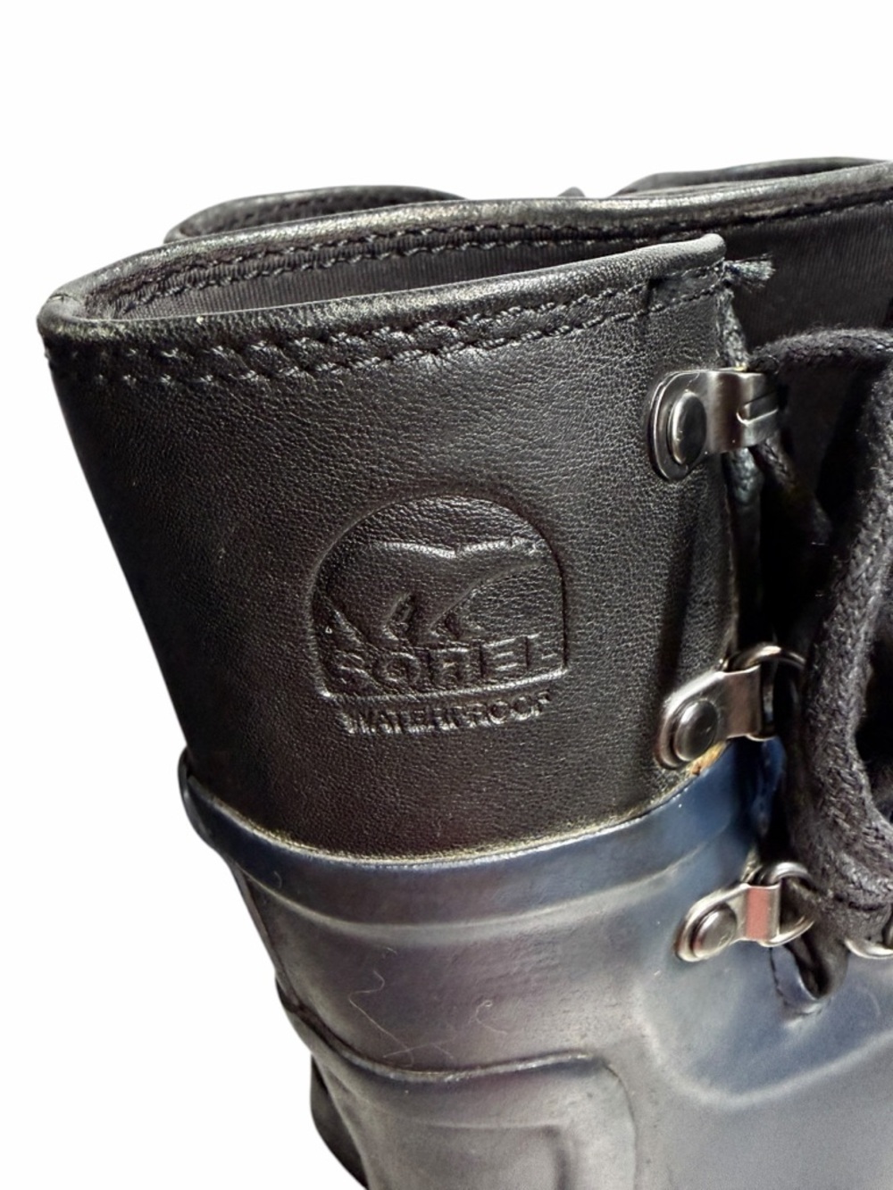 Sorel Black Navy Lace-Up Waterproof Boots with Red Heel - Size 11 - Picture 11 of 12